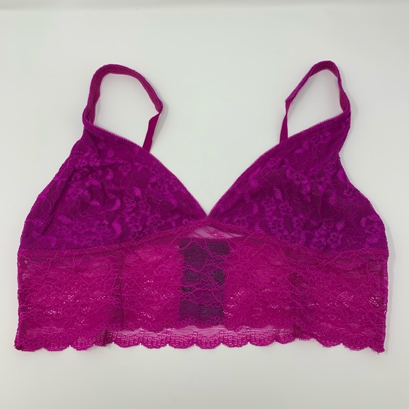NWT Guess Fuchsia Pink Solid Crop Lace Bralette L - Picture 1 of 4